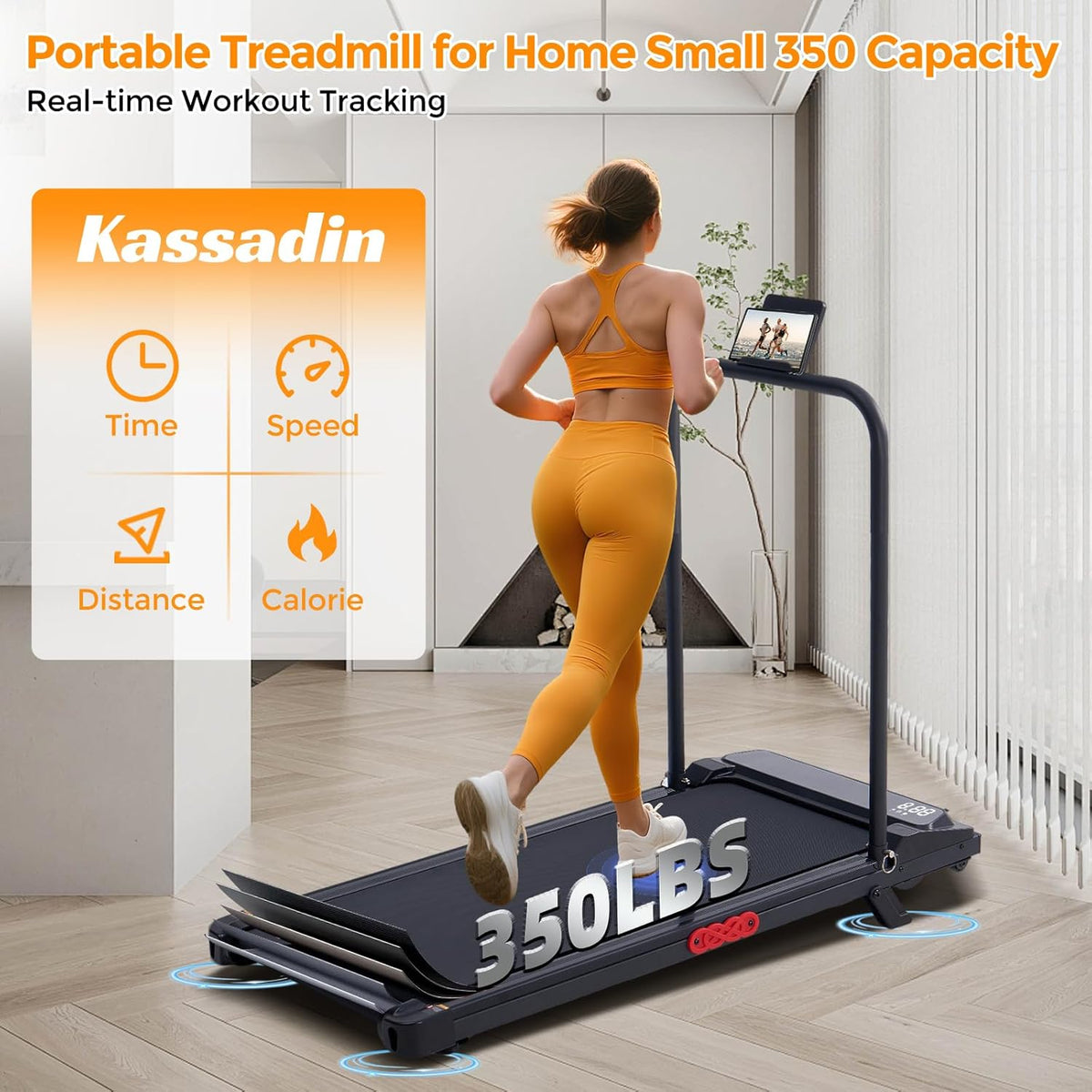 Electric Walking Pad Treadmill with Handle Bar Incline for Home, Portable Walking Pad Treadmill with Handles for Home Small, 3.0HP Mini under Desk Treadmill for Exercising, 0.6-7.6MPH, 350LB