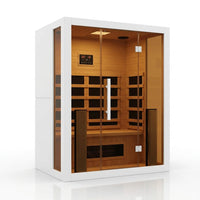2 Person Extendable FAR Infrared Sauna for Home, Hemlock Wood Low EMF 6 Carbon Heaters Indoor Saunas with LED Lights, Bluetooth Speaker, Digital Control Panel, and Seating Bench — Studio Shot