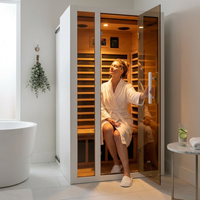 2 Person Extendable FAR Infrared Sauna for Home, Hemlock Wood Low EMF 6 Carbon Heaters Indoor Saunas with LED Lights, Bluetooth Speaker, Digital Control Panel, and Seating Bench — Lifestyle