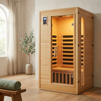 2024 Upgrade 1 to 2 Person Infrared Sauna, Low EMF Infrared Sauna for Home, Indoor Sauna Room, Hemlock Wooden Far Infrared Sauna, Dry Sauna with Bluetooth Speakers, LED Reading and Chromotherapy Lamp — Studio Shot