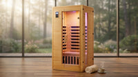 2024 Upgrade 1 to 2 Person Infrared Sauna, Low EMF Infrared Sauna for Home, Indoor Sauna Room, Hemlock Wooden Far Infrared Sauna, Dry Sauna with Bluetooth Speakers, LED Reading and Chromotherapy Lamp — Lifestyle