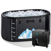 Cold Plunge Tub, 248 Gallon, 1 Horsepower, Heavy-Duty Ice Bath Tub for Athletes with Hot & Cold, Portable Inflatable Plunge Chiller with Water Treatment Kit, Immersion Therapy, Wifi (Black, 1 Set) — Studio Shot