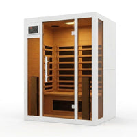 Home Infrared Sauna Built for Wellness, Hemlock Wood, 6 Carbon Heaters, Digital Controls, LED Lights — Studio Shot