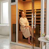 Home Infrared Sauna Built for Wellness, Hemlock Wood, 6 Carbon Heaters, Digital Controls, LED Lights — Lifestyle