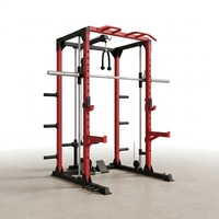 Smith Machine Home Gym, Multi-Function Power Cage with Dual Pulley Cable Crossover System, All-In-One Squat Rack with Smith Bar and Strength Training Attachments for Full-Body Workouts — Studio Shot