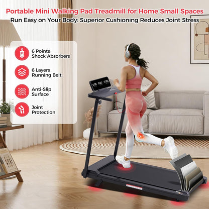 Walking Pad with Handle Bar, 2026 Upgrade Portable Small Treadmill with Handles for Home Small, 3.0HP under Desk Walking Pad Treadmill with Incline, 0.6-7.6MPH, 350LBS