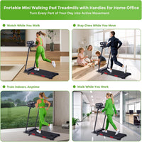 Walking Pad with Handle Bar, 2026 Upgrade Portable Small Treadmill with Handles for Home Small, 3.0HP under Desk Walking Pad Treadmill with Incline, 0.6-7.6MPH, 350LBS