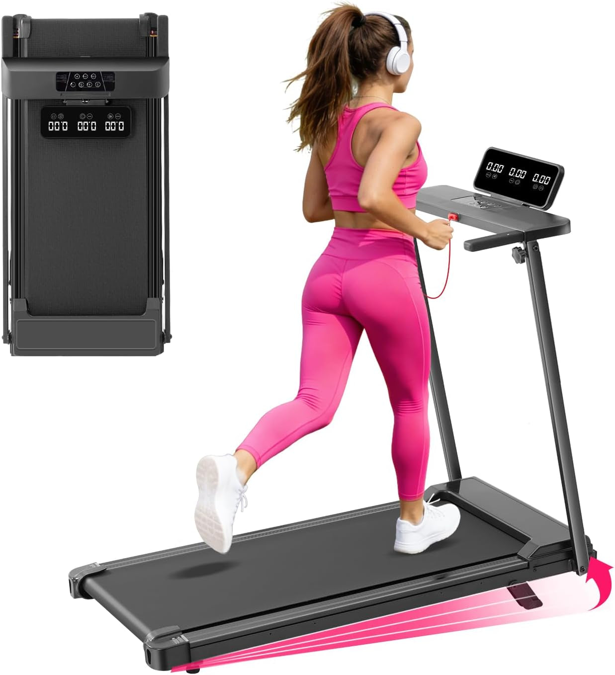 Electric Treadmills for Home Exercising, 0.6-10MPH Portable Treadmills for Home Small Spaces, 3.5HP Mini Treadmills with Handles, 400LB Walking Pad Treadmill with Handle Bar and Incline