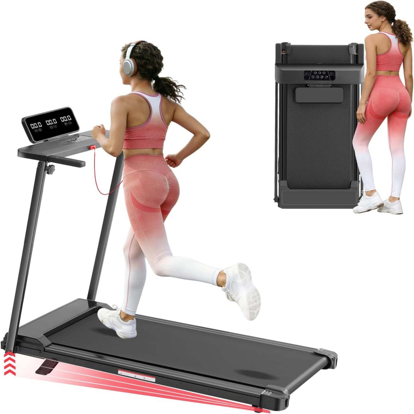 Walking Pad with Handle Bar, 2026 Upgrade Portable Small Treadmill with Handles for Home Small, 3.0HP under Desk Walking Pad Treadmill with Incline, 0.6-7.6MPH, 350LBS
